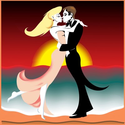 Pareja abrazándose en el atardecer de Neale Osborne
